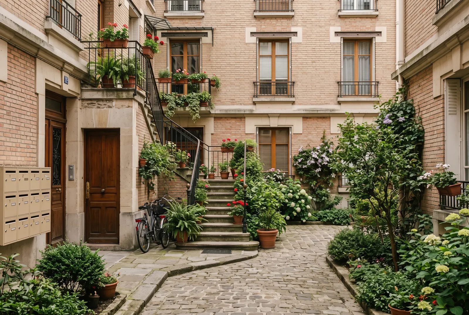 Cour intérieure d'un immeuble à Vincennes